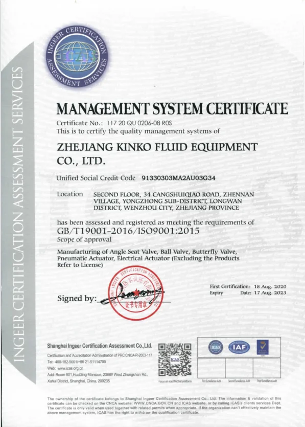 ISO 9001 Certificate